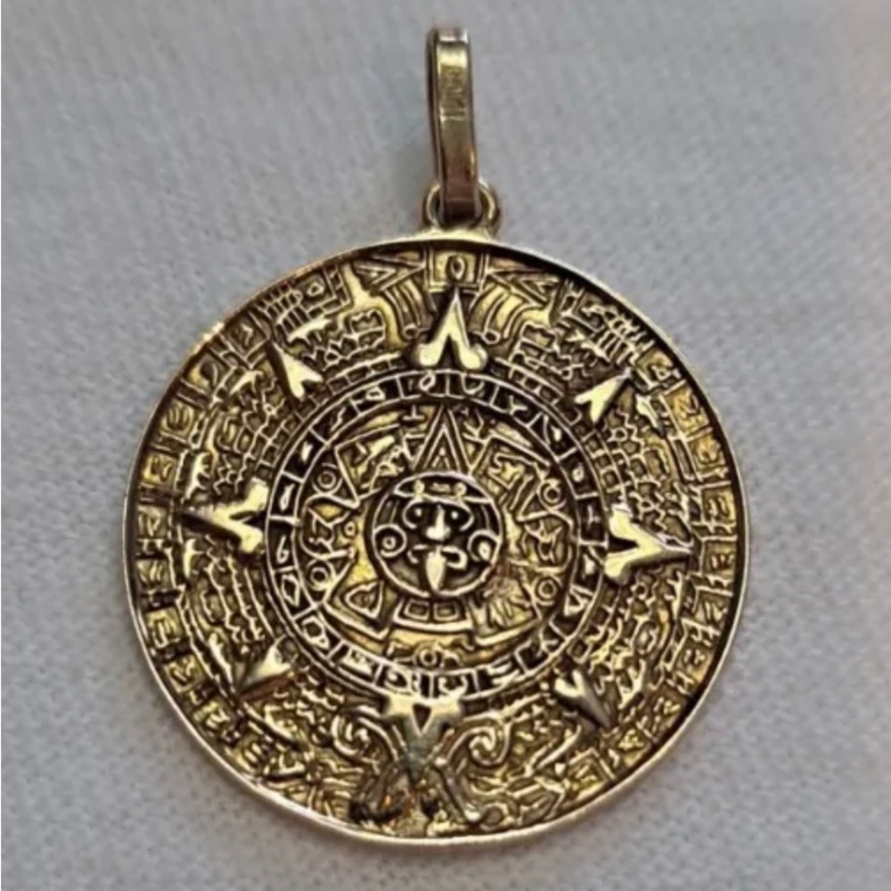 SOLD! 14k solid gold Aztec Mayan 2 sided charm/pendant